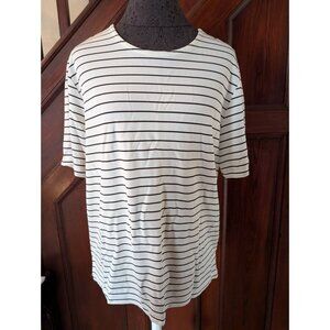 Vtg Talbots Womens White & Black Striped Short Sleeve T-Shirt Size L